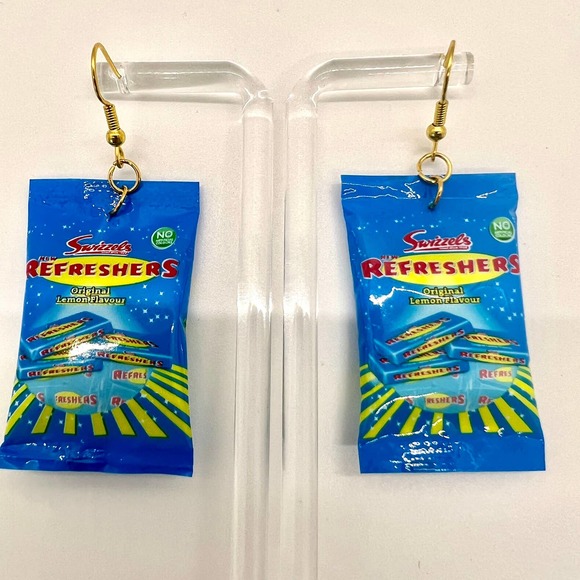 Mini Brands Earrings - Swizzles Earrings - Lemon Candy Accessories - Halloween - Picture 1 of 6